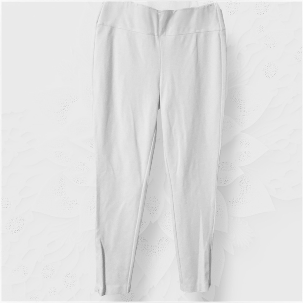 💡Kelly By Clinton Kelly Petite Pull-On Straight Leg Ponte Knit Pants/White